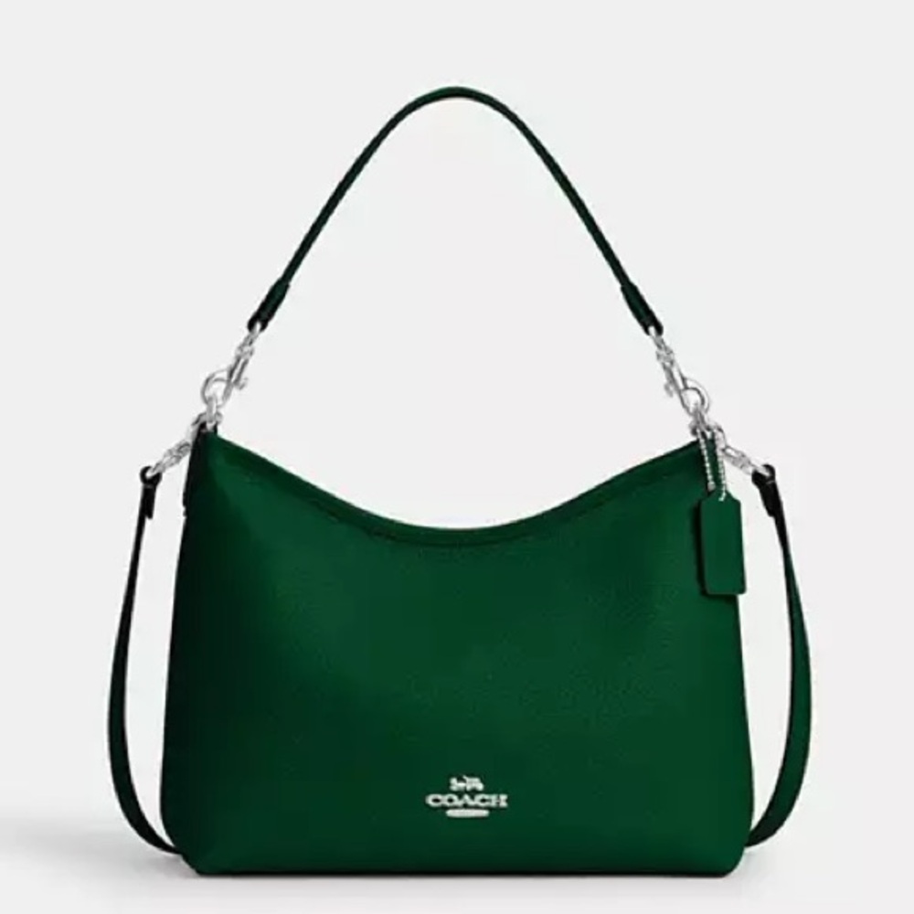Coach Laurel Shoulder Bag | Pebbled Leather/Silver/Shamrock